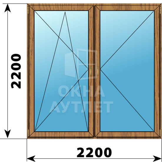 Двухстворчатое окно из лиственницы 2200×2200 ПО-П ОА-47910