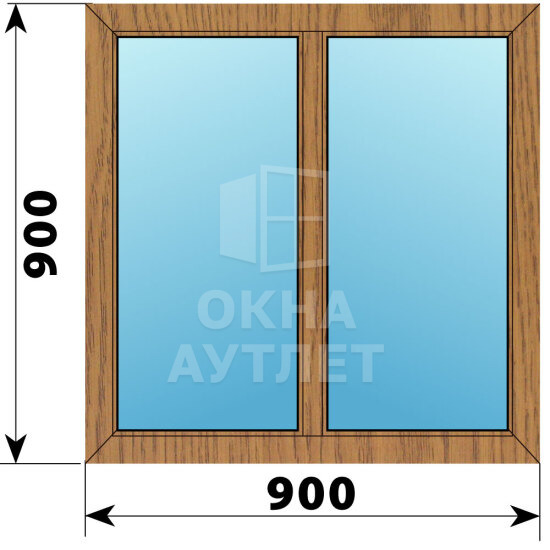 Двухстворчатое окно из лиственницы 900×900 Г-Г ОА-44298