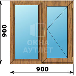 Двухстворчатое окно из лиственницы 900×900 Г-П ОА-44820