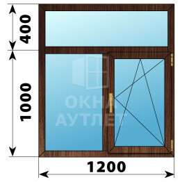 Двухстворчатое окно с глухой фрамугой из дуба 1200×1400 Г-ПО ОА-46107