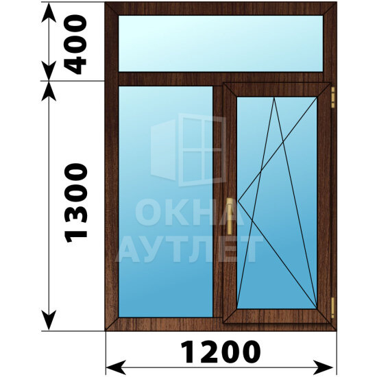 Двухстворчатое окно с глухой фрамугой из дуба 1200×1700 Г-ПО ОА-46617