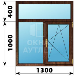 Двухстворчатое окно с глухой фрамугой из дуба 1300×1400 Г-ПО ОА-50024