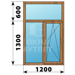 Двухстворчатое окно с глухой фрамугой из лиственницы 1200×1900 Г-ПО ОА-46026
