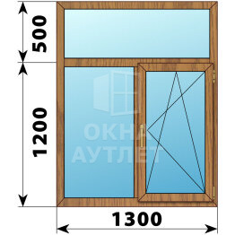 Двухстворчатое окно с глухой фрамугой из лиственницы 1300×1700 Г-ПО ОА-49796