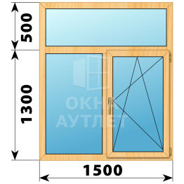 Двухстворчатое окно с глухой фрамугой из сосны 1500×1800 Г-ПО ОА-42460