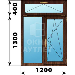 Двухстворчатое окно с откидной фрамугой из дуба 1200×1700 Г-ПО ОА-47247