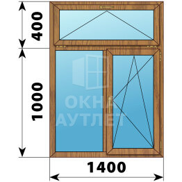 Двухстворчатое окно с откидной фрамугой из лиственницы 1000×1400 Г-ПО ОА-49532