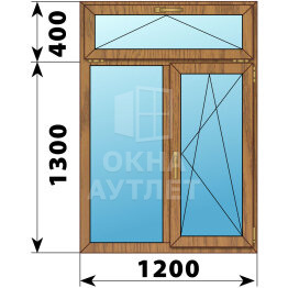 Двухстворчатое окно с откидной фрамугой из лиственницы 1200×1700 Г-ПО ОА-46224