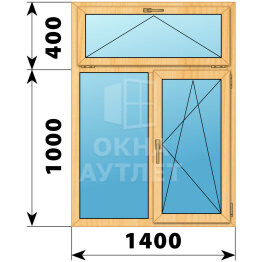 Двухстворчатое окно с откидной фрамугой из сосны 1000×1400 Г-ПО ОА-41980