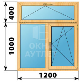 Двухстворчатое окно с откидной фрамугой из сосны 1200×1400 Г-ПО ОА-43294