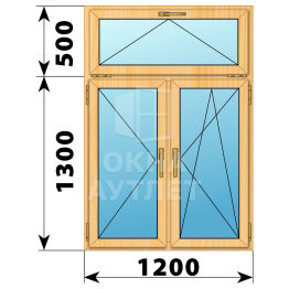 Двухстворчатое окно с откидной фрамугой из сосны 1200×1800 П-ПО ОА-43426