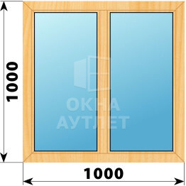 Двухстворчатое окно из сосны 1000×1000 Г-Г ОА-41314
