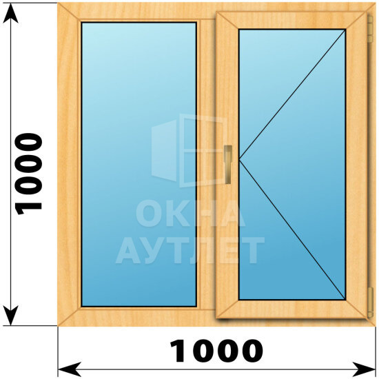 Двухстворчатое окно из сосны 1000×1000 Г-П ОА-41755