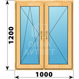Двухстворчатое окно из сосны 1000×1200 ПО-П ОА-42085