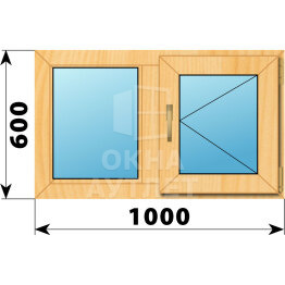 Двухстворчатое окно из сосны 1000×600 Г-П ОА-43168