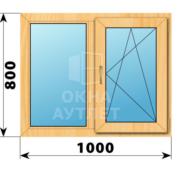 Двухстворчатое окно из сосны 1000×800 Г-ПО ОА-41644