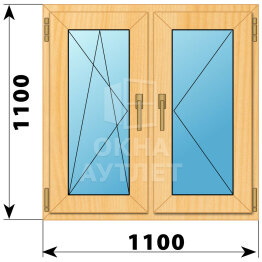 Двухстворчатое окно из сосны 1100×1100 ПО-П ОА-42049