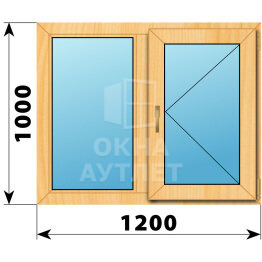 Двухстворчатое окно из сосны 1200×1000 Г-П ОА-41845