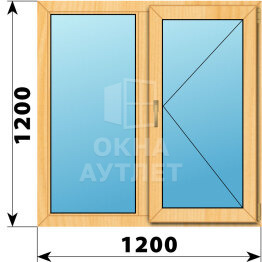 Двухстворчатое окно из сосны 1200×1200 Г-П ОА-41956