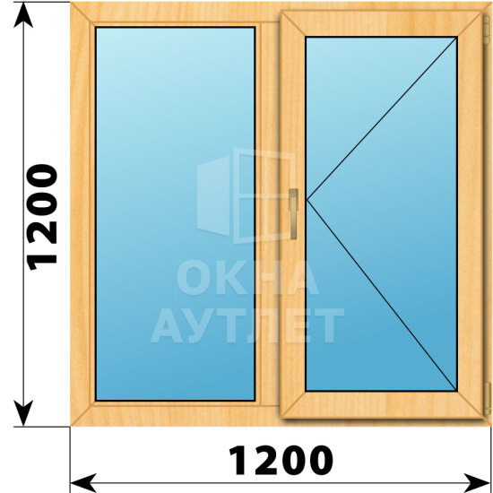 Двухстворчатое окно из сосны 1200×1200 Г-П ОА-41956