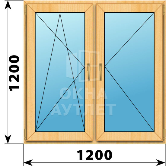 Двухстворчатое окно из сосны 1200×1200 ПО-П ОА-42169