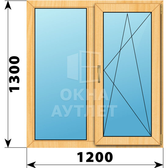 Двухстворчатое окно из сосны 1200×1300 Г-ПО ОА-42013