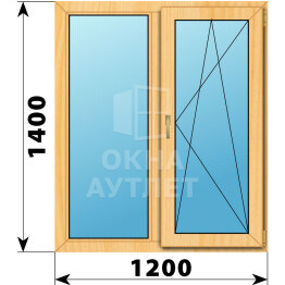 Двухстворчатое окно из сосны 1200×1400 Г-ПО ОА-43279