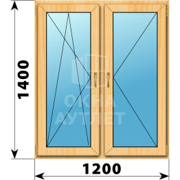 Двухстворчатое окно из сосны 1200×1400 ПО-П ОА-42286