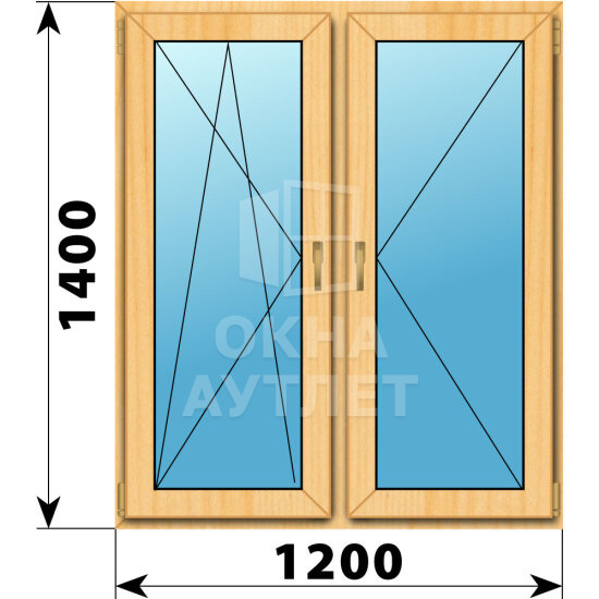 Двухстворчатое окно из сосны 1200×1400 ПО-П ОА-42286