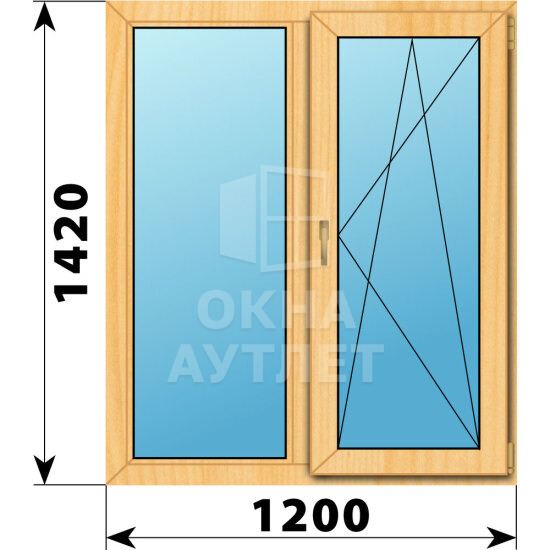 Двухстворчатое окно из сосны 1200×1420 Г-ПО ОА-42070