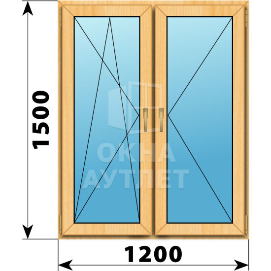 Двухстворчатое окно из сосны 1200×1500 ПО-П ОА-42343