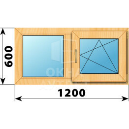 Двухстворчатое окно из сосны 1200×600 Г-ПО ОА-41575