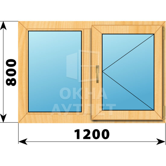 Двухстворчатое окно из сосны 1200×800 Г-П ОА-41686