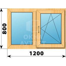 Двухстворчатое окно из сосны 1200×800 Г-ПО ОА-41731