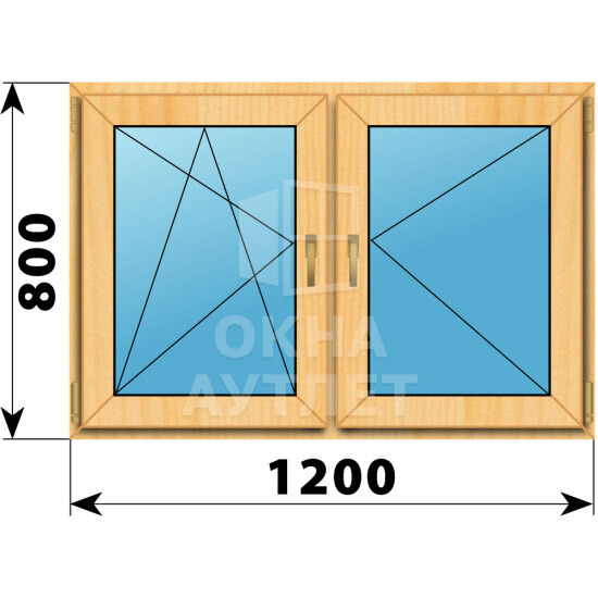 Двухстворчатое окно из сосны 1200×800 ПО-П ОА-41944