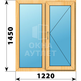 Двухстворчатое окно из сосны 1220×1450 Г-П ОА-42067