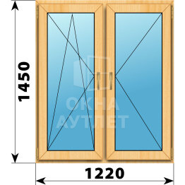 Двухстворчатое окно из сосны 1220×1450 ПО-П ОА-42322