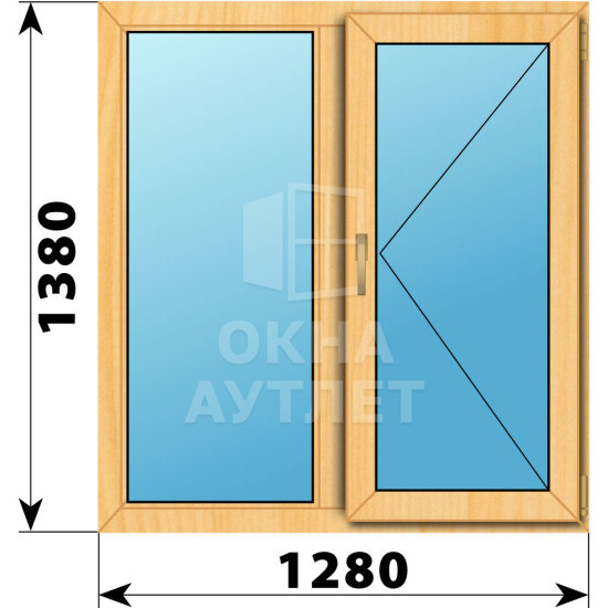 Двухстворчатое окно из сосны 1280×1380 Г-П ОА-43276