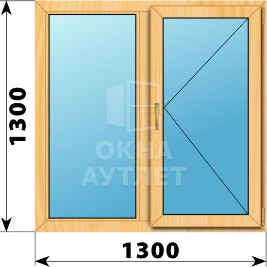 Двухстворчатое окно из сосны 1300×1300 Г-П ОА-43264