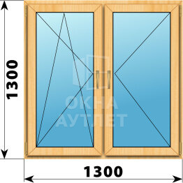 Двухстворчатое окно из сосны 1300×1300 ПО-П ОА-43339