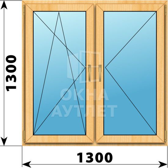 Двухстворчатое окно из сосны 1300×1300 ПО-П ОА-43339