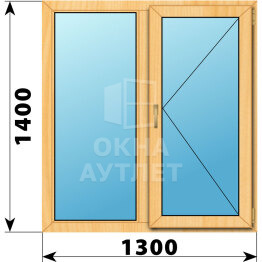 Двухстворчатое окно из сосны 1300×1400 Г-П ОА-42079