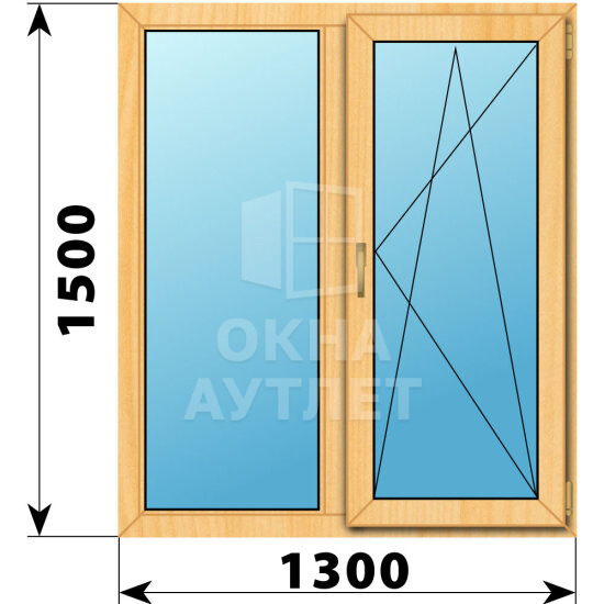 Двухстворчатое окно из сосны 1300×1500 Г-ПО ОА-42163
