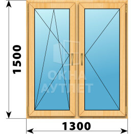 Двухстворчатое окно из сосны 1300×1500 ПО-П ОА-42364