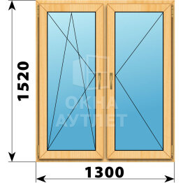 Двухстворчатое окно из сосны 1300×1520 ПО-П ОА-42373