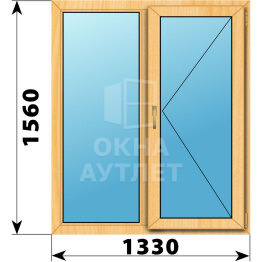 Двухстворчатое окно из сосны 1330×1560 Г-П ОА-42160
