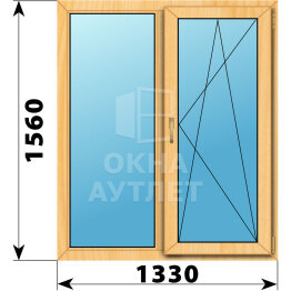 Двухстворчатое окно из сосны 1330×1560 Г-ПО ОА-41086