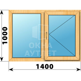 Двухстворчатое окно из сосны 1400×1000 Г-П ОА-41929