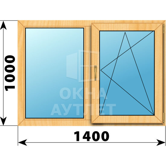 Двухстворчатое окно из сосны 1400×1000 Г-ПО ОА-41950