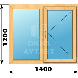 Двухстворчатое окно из сосны 1400×1200 Г-П ОА-42016